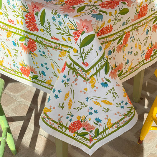Scarlet Bloom Cotton Tablecloth