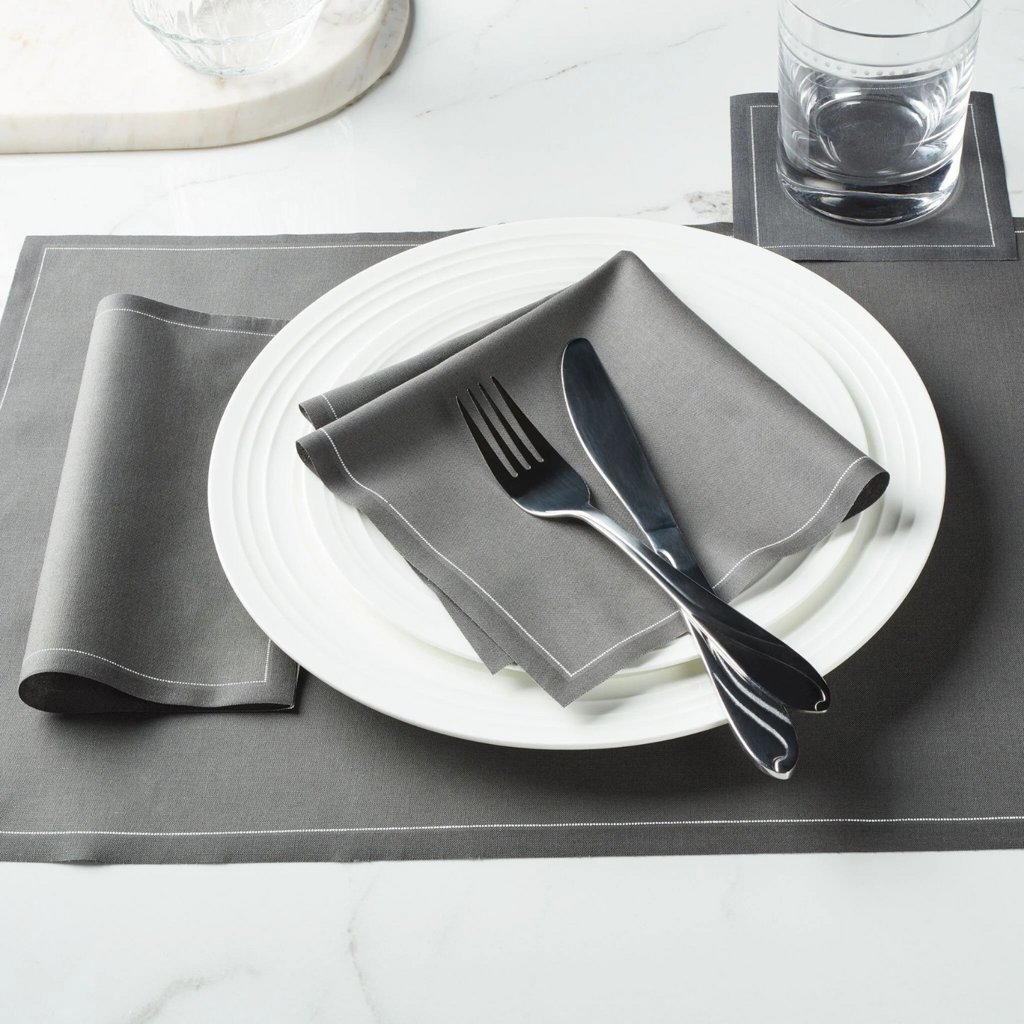 Reusable Grey Cotton Cocktail Napkins (50 pcs)