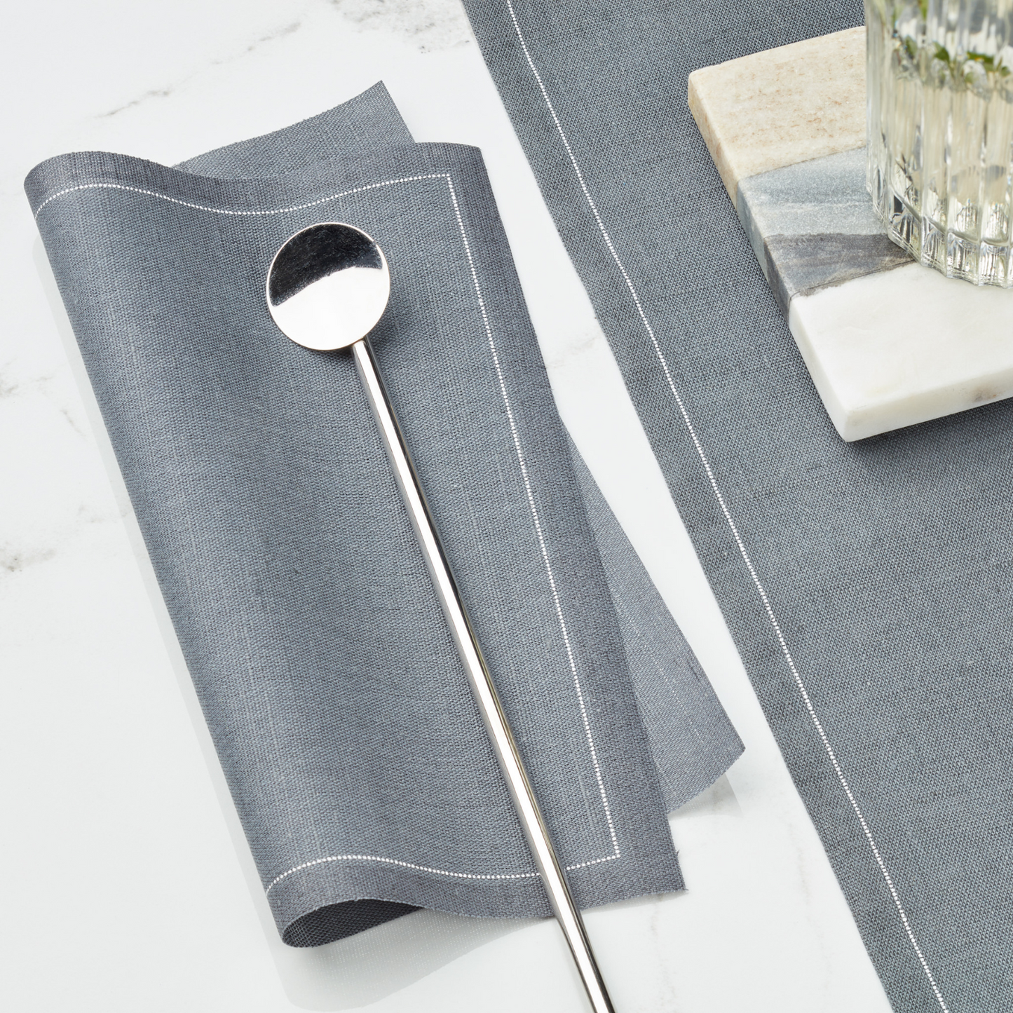 Reusable Grey Linen Dinner Napkins (20 pcs)