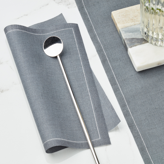 Reusable Grey Linen Dinner Napkins (20 pcs)