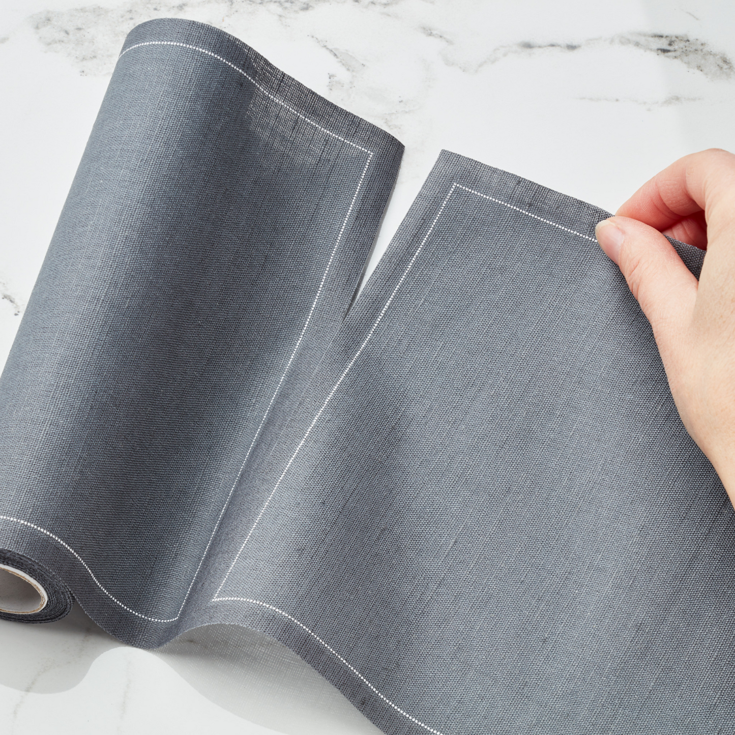 Reusable Grey Linen Dinner Napkins (20 pcs)