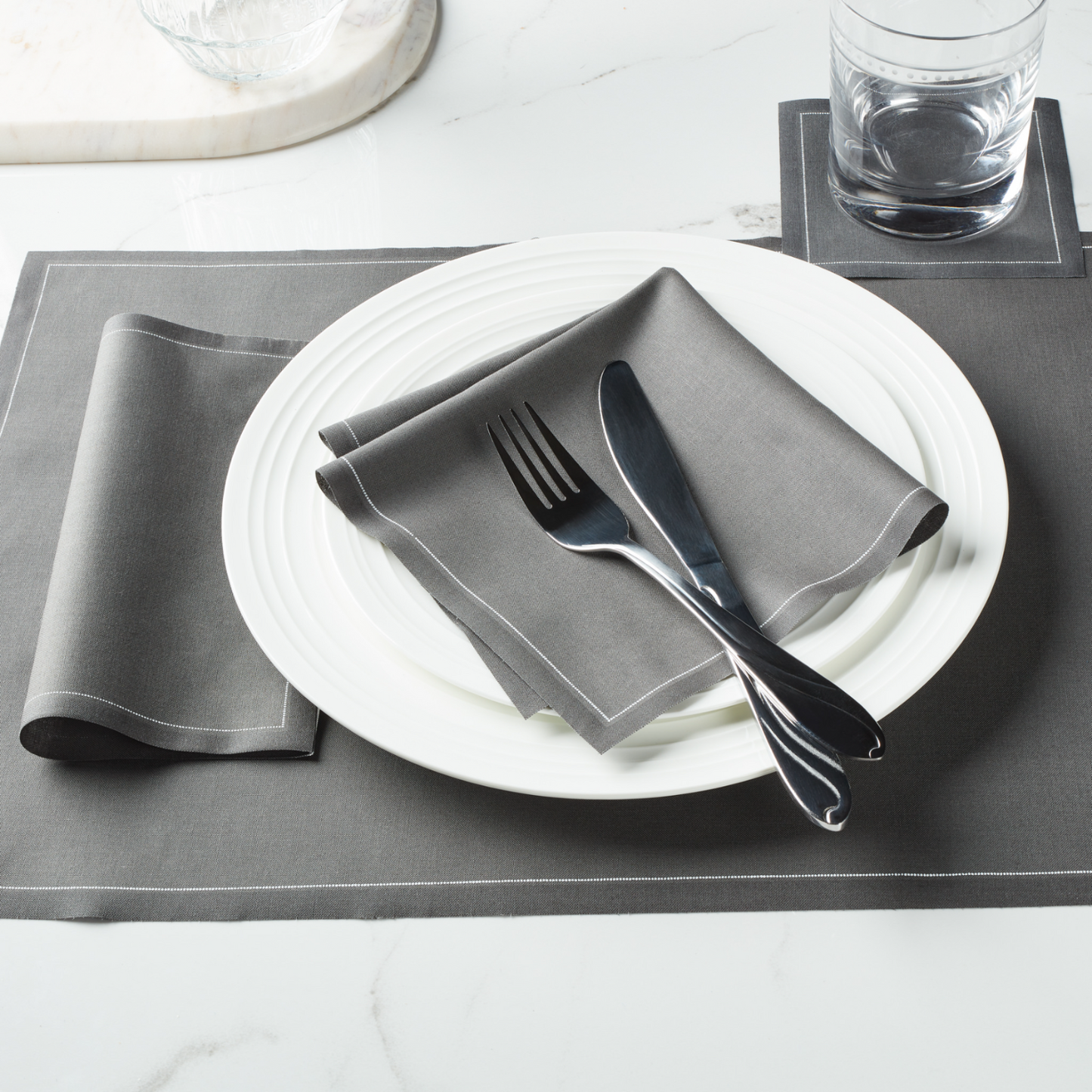 Reusable Grey Cotton Napkins (25pcs)