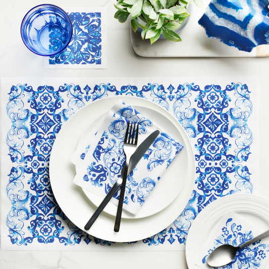 Reusable Mediterranean Cotton Cocktail Napkins (50pcs)