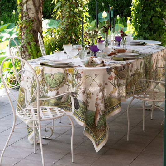 Bunny Blooms Linen Tablecloth