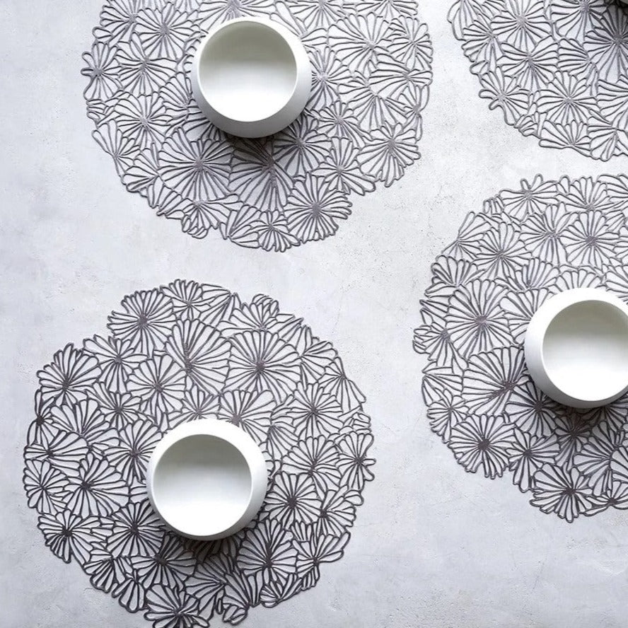 Chilewich Daisy 14 Placemat Set of 4 - Gunmetal
